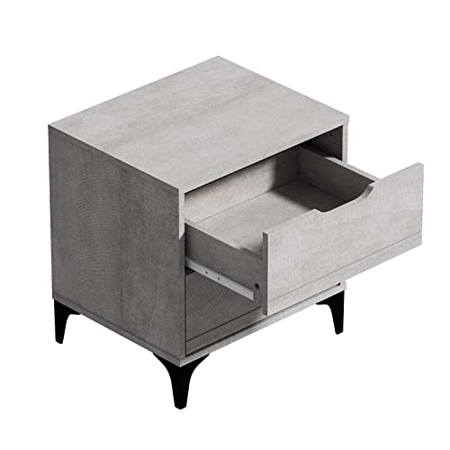 Galano Lilay Nightstand - Nightstand with Drawer - Nightstand Lamp - End Table - Side Table - Bedside Table - Drawer Glides - Engineered Wood - Easy Assembly - Dusty Grey Oak