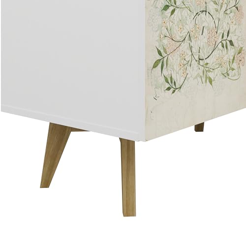 Galano Capson Fleur 2 Door Sideboard - Buffets & Sideboards - Storage Cabinet - Buffet Cabinet - Accent Cabinet - Credenza for Living Room - Printed Doors - White with Printing