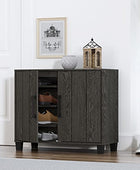 Galano 12 Pair Lucca 2 Door Shoe Storage Cabinet with Doors - Shoe Storage Entryway - Dark Grey Oak - Galano Furniture