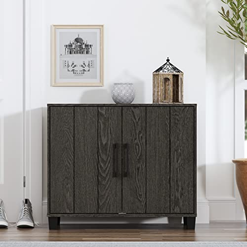 Galano 12 Pair Lucca 2 Door Shoe Storage Cabinet with Doors - Shoe Storage Entryway - Dark Grey Oak - Galano Furniture