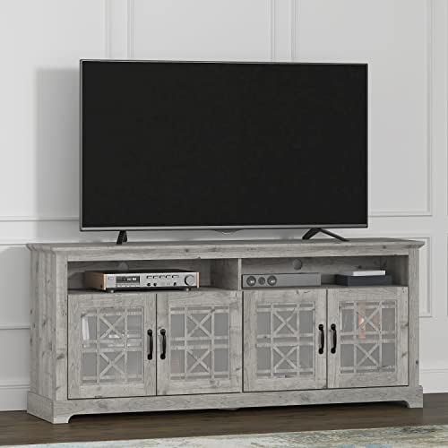 Galano Isadora 4 Door TV Cabinet - Media Storage - TV Cabinet - Living Room Storage - 75 Inch Entertainment Center - Living Room Media Console Cabinet Stand with 4 Doors - Mexican Grey