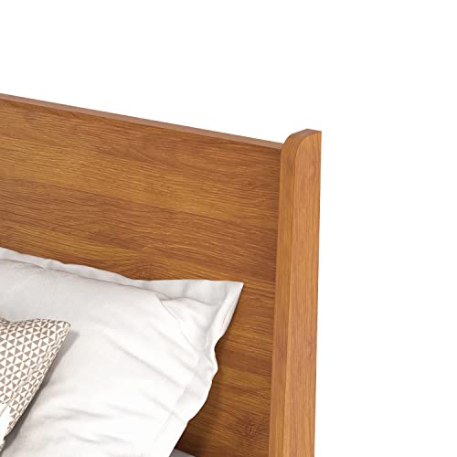 Galano Abby Retro Queen Bed Frame with Headboard - Bed Frame Queen Size - Queen Size Bed Frame - Wood Bed Frame - No Box Spring Needed - Strong Weight Capacity - Amber Walnut