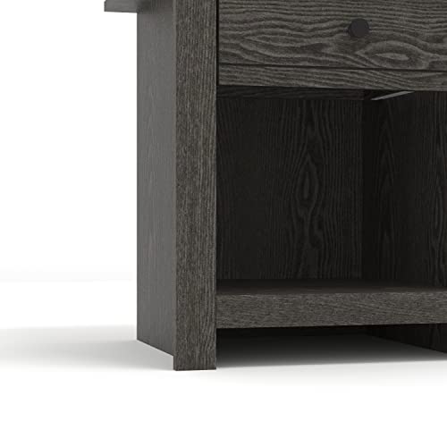 Genoa 1 Drawer Nightstand - Bedside Table Bedroom - Bedside Cabinet - Spacious Storage End Table - Sofa Side Table - Storage Cabinet Living Room Furniture - Dark Grey Oak - Galano Furniture