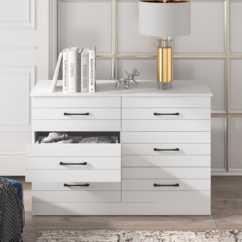 Galano Elis 6 Drawer Dresser Wide Dressers for Bedroom 6 Deep Drawers for Closet Organizer Tool-Less Ultra Fast Assembly with Interlock Drawer Feature Matt White