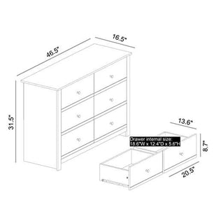 Galano - Genoa 6-Drawer Dresser - Chest of Drawers - Closet Organizers and Storage for Clothes - 16.5-Inch x 46.5-Inch x 31.5-Inch - Dusty Grey Oak - Galano Furniture