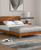 Galano Abby Retro Queen Bed Frame with Headboard - Bed Frame Queen Size - Queen Size Bed Frame - Wood Bed Frame - No Box Spring Needed - Strong Weight Capacity - Amber Walnut