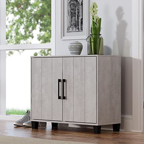 Galano 12 Pair Lucca 2 Door Shoe Storage Cabinet with Doors - Shoe Storage Entryway - Dusty Grey Oak - Galano Furniture