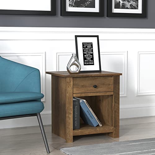 Genoa 1 Drawer Nightstand - Bedside Table Bedroom - Bedside Cabinet - Spacious Storage End Table - Sofa Side Table - Storage Cabinet Living Room Furniture - Knotty Oak - Galano Furniture