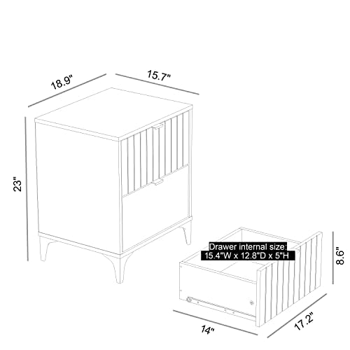 Galano Zaffy Nightstand - Nightstand with Drawer - Nightstand Lamp - End Table - Side Table - Bedside Table - Drawer Glides - Engineered Wood - Easy Assembly - Dusty Grey Oak