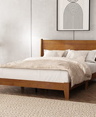 Galano Abby Retro Queen Bed Frame with Headboard - Bed Frame Queen Size - Queen Size Bed Frame - Wood Bed Frame - No Box Spring Needed - Strong Weight Capacity - Amber Walnut