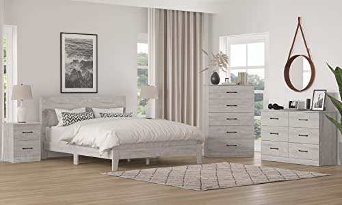 Galano Elis 2 Drawer Nightstand - Wooden Sofa and Bed Side Table - Modern Bedside Lamp Table & Cabinet - Ultra Fast Assembly and Tool-Free - Dusty Grey Oak