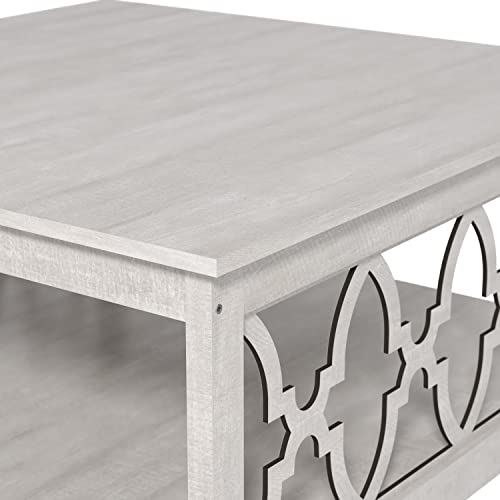 Galano Heron Modern Coffee Table for Living Room, Wood Coffee Table with Storage Shelf, Square Center Table Wooden Accent Cocktail End Table for Home Office Small Apartment, Dusty Grey Oak