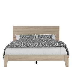 Galano Payne Queen Bed Frame with Headboard - Bed Frame Queen Size - Queen Size Bed Frame - Wood Bed Frame - No Box Spring Needed - Strong Weight Capacity - Oslo Oak