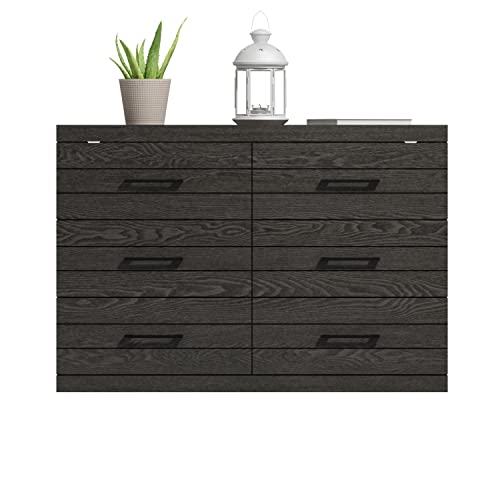 Galano Hamsper 6 Drawer Dresser - Hallway - Chest Organizer and Closet Cabinet Unit - Entryway or Living Room - Dark Grey Oak - Galano Furniture