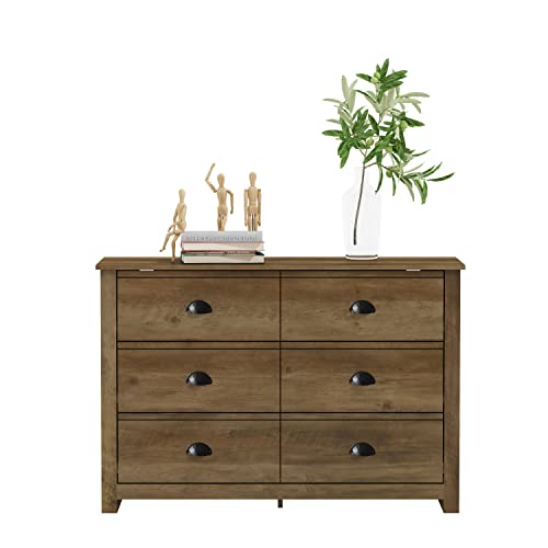 Galano Geodarno 6 Drawer Dresser, Dresser with Storage, Chest of Drawers, Organizers and Storage Cabinet for Hallway, Entryway or Living Room (Knotty Oak) - Galano Furniture