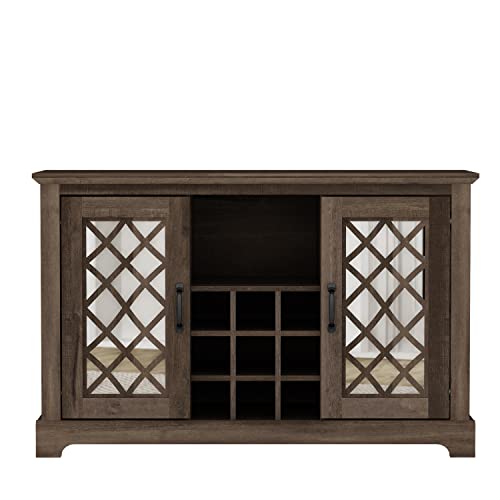 Galano Millicent Wine Cabinet - Storage Cabinet with Doors and Open Shelves - Sideboard Storage Cabinet for Living Room, Bedroom, Office, Entryway - Easy Assembly - Dark Dusty Oak