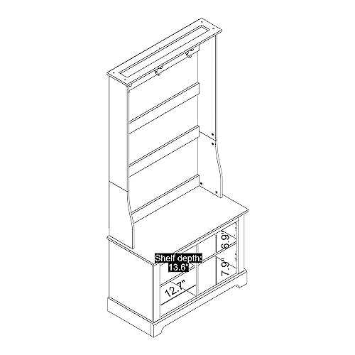 Galano Calidia Cizens Hall Tree - Entryway Bench With Coat Rack, Open Shelf and Shoe Cabinet - Shoe Storage With Coat Hooks - Shoe Cubby for Shoes - Ivory/Knotty Oak