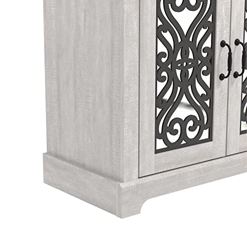 Galano Calidia 2 Door Accent Cabinet with Storage - Modern Distressed Oak Finish - Entryway - Foyer or Living Room - Easy Assembly - Acrylic Mirror Door - Dusty Grey Oak