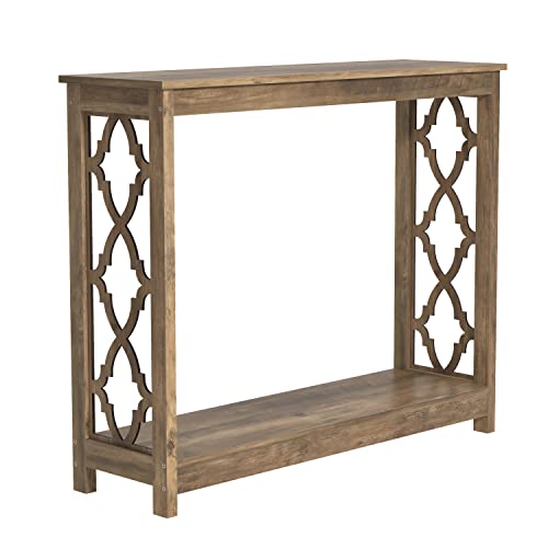 Galano Heron Console Table - Bookshelf with Storage - Entryway Table - Living Room Tables - Living Room Furniture - Side Table - End Table - Easy Assembly - Knotty Oak