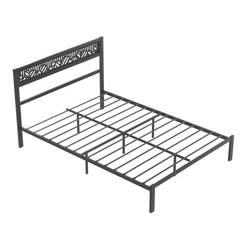 Galano Candence Arch Metal Platform Bed Frame Full Size, Mattress Foundation with Steel Slat Support, No Box Spring Needed Required, Easy Assembly, Black