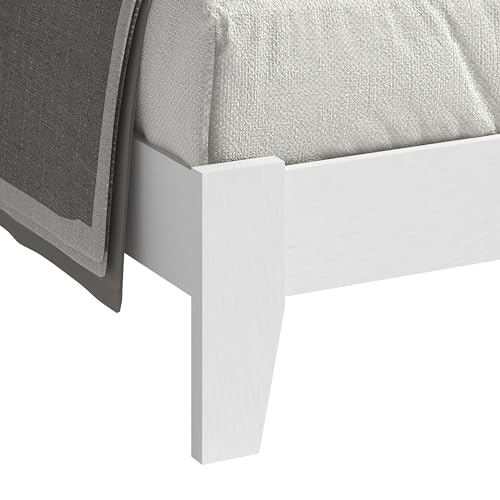 Galano Payne Queen Bed Frame with Headboard - Bed Frame Queen Size - Queen Size Bed Frame - Wood Bed Frame - No Box Spring Needed - Strong Weight Capacity - White