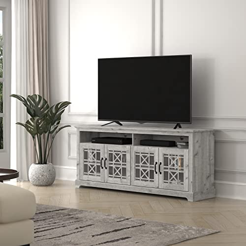 Galano Isadora 4 Door TV Cabinet - Media Storage - TV Cabinet - Living Room Storage - 75 Inch Entertainment Center - Living Room Media Console Cabinet Stand with 4 Doors - Mexican Grey