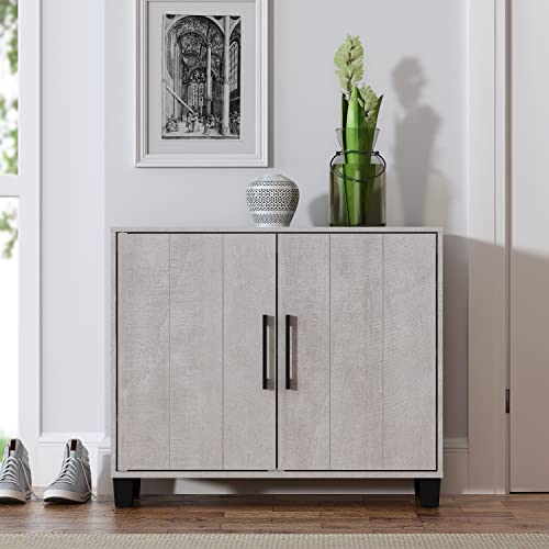 Galano 12 Pair Lucca 2 Door Shoe Storage Cabinet with Doors - Shoe Storage Entryway - Dusty Grey Oak - Galano Furniture