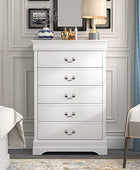 Galano Ireton Ultra Fast Assembly & Toolfree 5 Drawer Dresser - Dressers - Tall Chest of Drawers - Storage for Clothes - Storage Chest - White - Galano Furniture