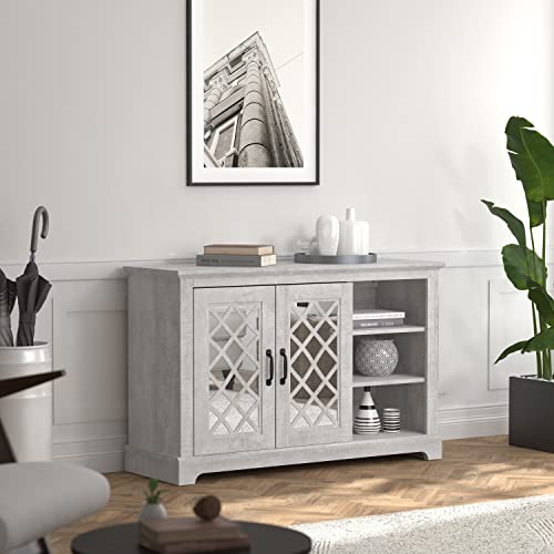 Galano Millicent 2 Door Sideboard with Shelves - Accent Cabinet with Storage - Sideboard Cabinet for Living Room, Bedroom, Office, Entryway - Easy Assembly - Dusty Grey Oak