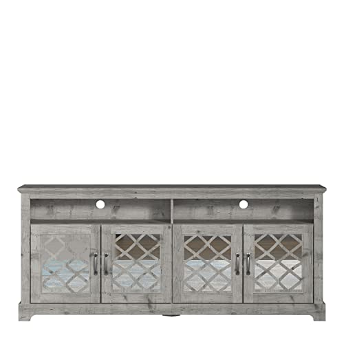 Galano Millicent 4 Door TV Cabinet - Home Entertainment Center - Storage Wooden Cabinet - Living Room Furniture - Console with 4 Doors - Easy Assembly - Mexican Grey