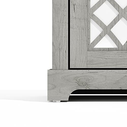 Galano Millicent TV Stand for 65-75 inch TV - Home Entertainment Center - Boho TV Stand - Living Room Furniture - Console with 4 Doors - Easy Assembly - Mexican Grey