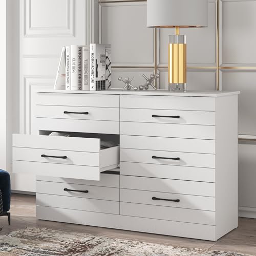 Galano Elis 6 Drawer Dresser Wide Dressers for Bedroom 6 Deep Drawers for Closet Organizer Tool-Less Ultra Fast Assembly with Interlock Drawer Feature Matt White