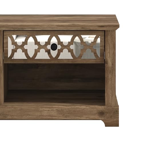 Galano Heron Shoe Storage Bench - Shoe Cabinet with 2 Drawer with Shelves - Modern Shoe Rack - Free Standing Shoe Storage - Acrylic Mirror with Drawers - Easy Assembly - Knotty Oak