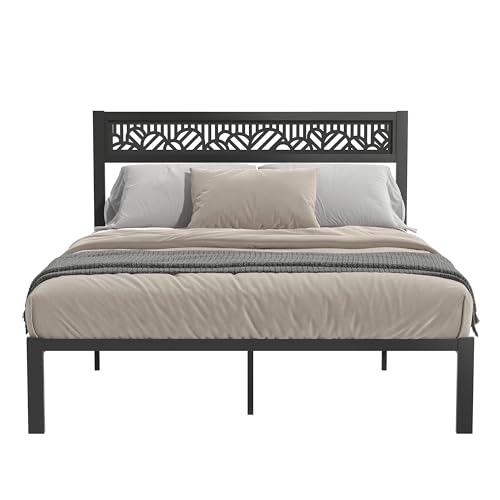 Galano Candence Arch Metal Platform Bed Frame Full Size, Mattress Foundation with Steel Slat Support, No Box Spring Needed Required, Easy Assembly, Black