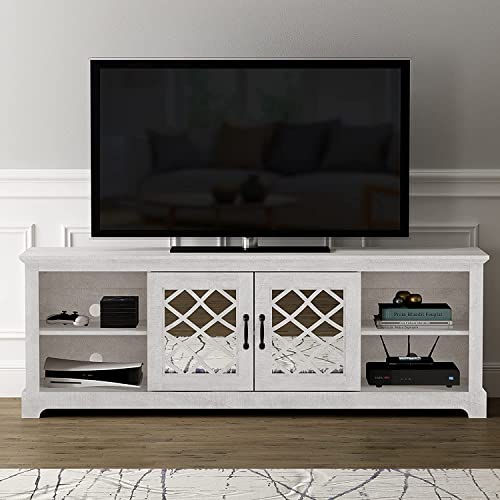 Galano Millicent 2 Door TV Cabinet, Media Storage, TV Cabinet, Living Room Storage, Shelves Entertainment Center, Living Room Media Console Cabinet Stand with 2 Doors and Shelves