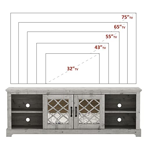 Galano Millicent 2 Door TV Cabinet - Home Entertainment Center - Storage Wooden Cabinet - Living Room Furniture - Console with 2 Doors - Easy Assembly - Mexican Grey