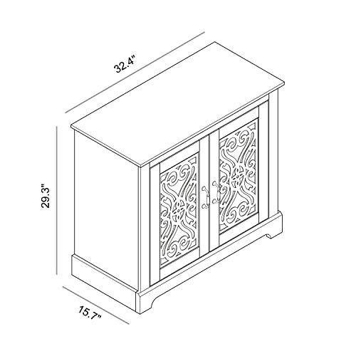 Galano Calidia 2 Door Sideboard, 32.36" Farmhouse Sideboard Buffet Storage Cabinet with Acrylic Mirror Door Coffee Bar Cabinet with Adjustable Shelves for Home Dinning Living Room, Knotty Oak