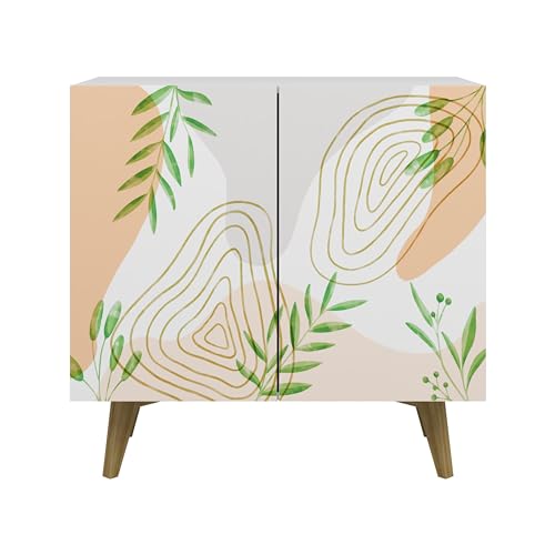 Galano Capson Fiere 2 Door Sideboard - Buffets & Sideboards - Storage Cabinet - Buffet Cabinet - Accent Cabinet - Credenza for Living Room - Printed Doors - White with Printing