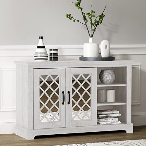 Galano Millicent 2 Door Sideboard with Shelves - Accent Cabinet with Storage - Sideboard Cabinet for Living Room, Bedroom, Office, Entryway - Easy Assembly - Dusty Grey Oak