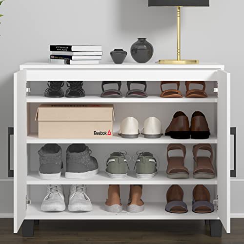 Galano 12 Pair Lucca 2 Door Shoe Cabinet - Shoe Rack - Standing Shoe Cabinet - Shoe Storage with Doors - Shoe Rack - Shoe Organizer for Home - Office - White - Galano Furniture