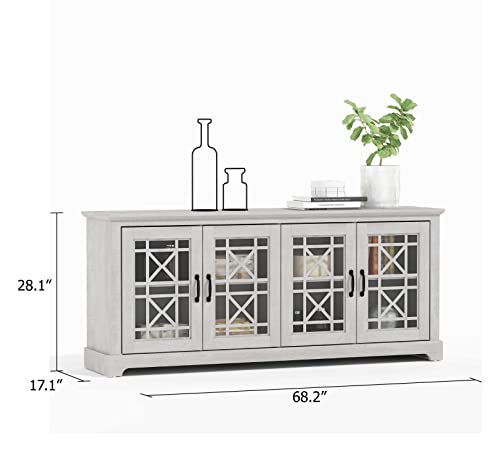 Galano Isadora TV Stand for 65-75 inch TV - Home Entertainment Center- Storage Wooden Cabinet - Living Room Furniture - Console with 4 Doors - Shelf Area (Dusty Grey Oak) - Galano Furniture