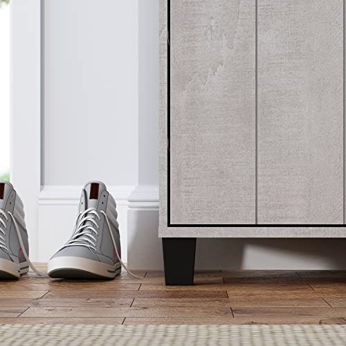 Galano 12 Pair Lucca 2 Door Shoe Storage Cabinet with Doors - Shoe Storage Entryway - Dusty Grey Oak - Galano Furniture