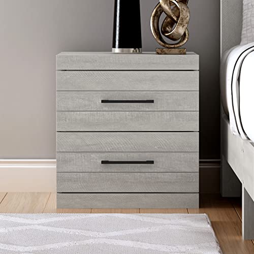 Galano Hamsper Nightstand Modern Side End Table with Storage for Living Room, Bedroom and Small Spaces, Bedside Tables with Solid Wood Legs, Tool-Less Assembly, Dusty Grey Oak