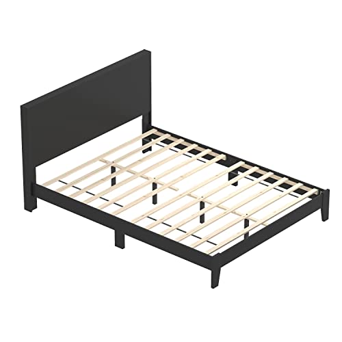 Galano Deluxe Wood Platform Bed Frame with Headboard, Wooden Slat Support, No Box Spring Needed,Easy Assembly, Queen Size