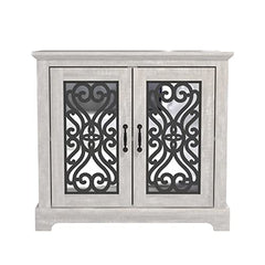 Galano Calidia 2 Door Accent Cabinet with Storage - Modern Distressed Oak Finish - Entryway - Foyer or Living Room - Easy Assembly - Acrylic Mirror Door - Dusty Grey Oak