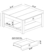 Galano Philia Couchtisch mit versteckter Schublade – Kaffeetisch mit Stauraum – Couchtische fürs Wohnzimmer – Esstisch – Ablagefach – Einfache Montage – Rustikale Schwarzeiche