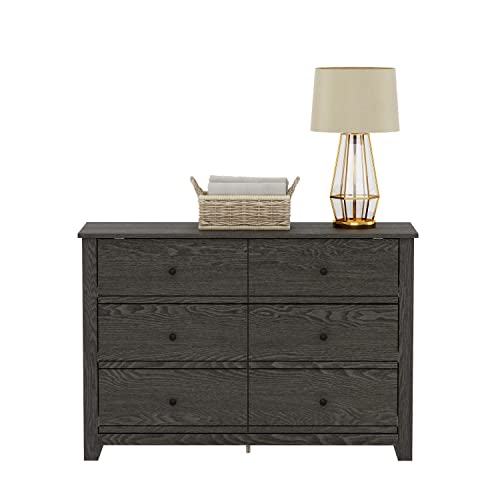 Galano Genoa 6 Drawer Dresser - Bedroom Storage - Hallway - Chest Organizer and Closet Cabinet Unit - Entryway or Living Room - (Dark Grey Oak) - Galano Furniture