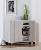 Galano 12 Pair Lucca 2 Door Shoe Storage Cabinet with Doors - Shoe Storage Entryway - Dusty Grey Oak - Galano Furniture