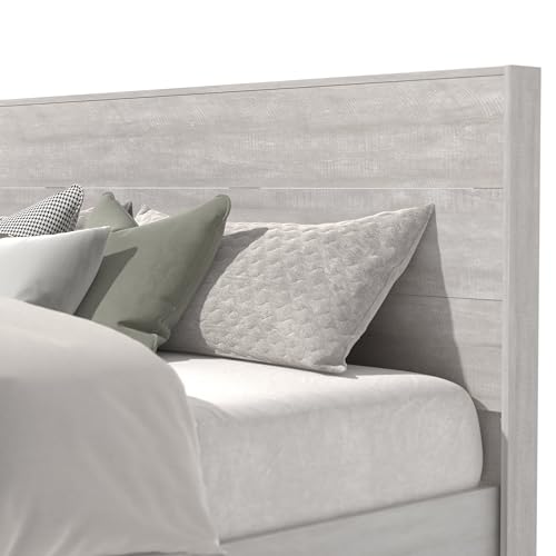 Galano Payne King Bed Frame and Headboard - King Size Bed - King Size Bed Frame - King Bed Frame and Headboard - No Box Spring Needed - Easy Assembly - Dusty Grey Oak