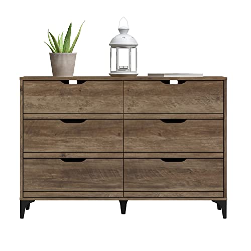 Galano Lilay 6 Drawer Dresser - Dresser with Storage - Chest of Drawers - Organizers and Storage Cabinet for Hallway - Entryway or Living Room - Knotty Oak - Galano Furniture